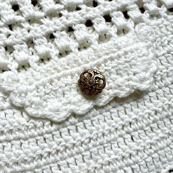 Lucidity Crotchet Sequined White Cardigan Embellished Filigree Buttons Size XL - Picture 5 of 10
